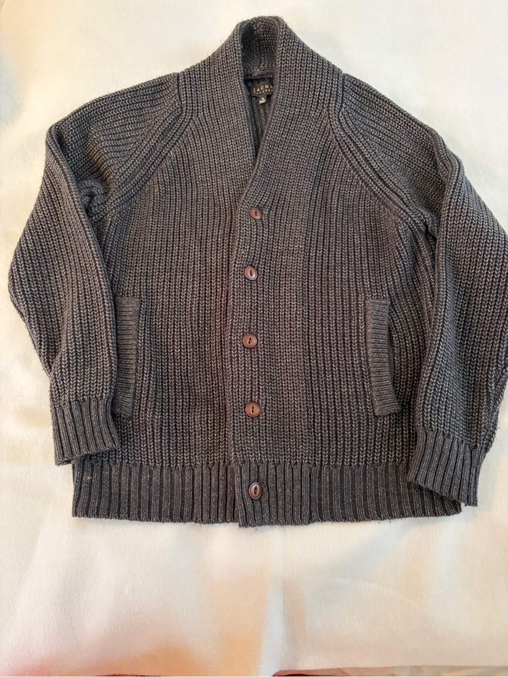 Jachs Men's Shawl Collar Chunky Cardigan Sweater - Charcoal Gray